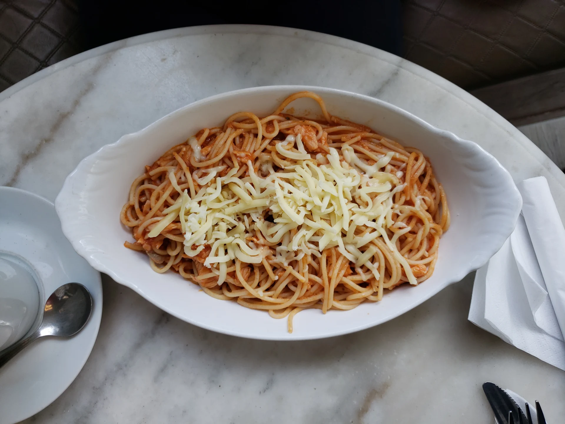 Salmon served with pasta